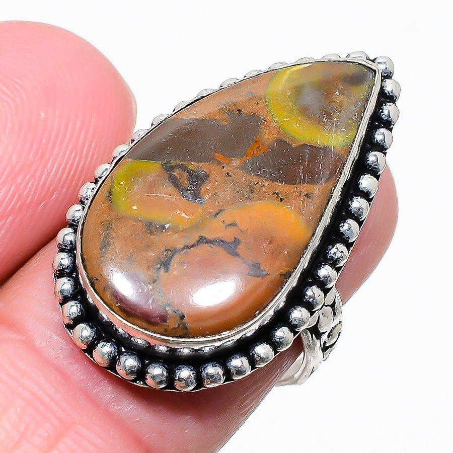 

Bamboo Jasper Gemstone 925 Sterling Silver Jewelry Ring Size 8 K3y65