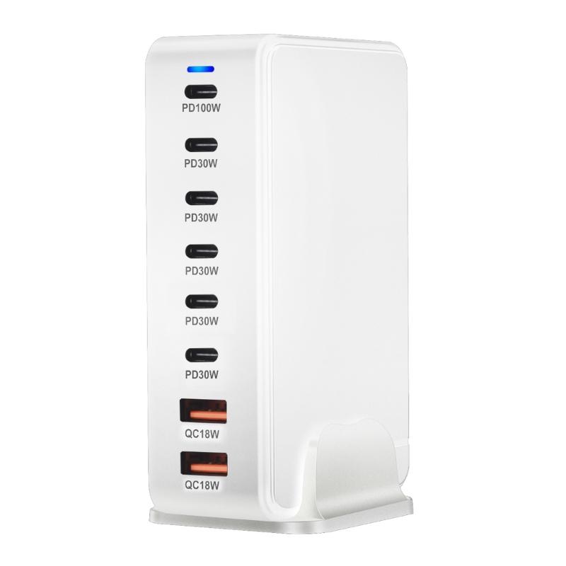 Multiports Charging Station with 286W Output, 6 USB C and 2 USB Slot Desktop Charging Holder Stand for Tablet Phones