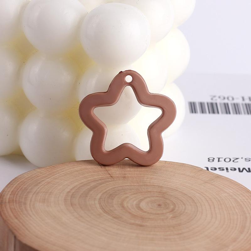30x29mm Macaron Color Solid Hollow Cartoon Star Charms With Hanging Hole Acrylic DIY Earrings Ornaments Jewelry Accessories