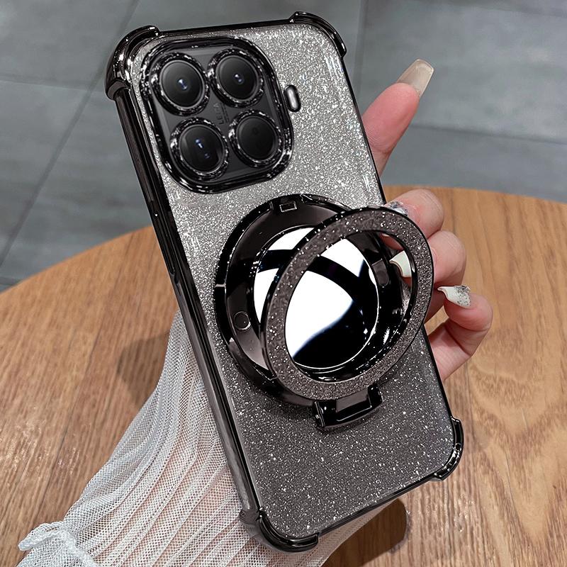 

Funda for Xiaomi 15T Pro Case Mirror Glitter Holder Camera Lens Film Protection Luxury Plating Airbag Bumper Soft Back Cover Xiaomi 15T Pro