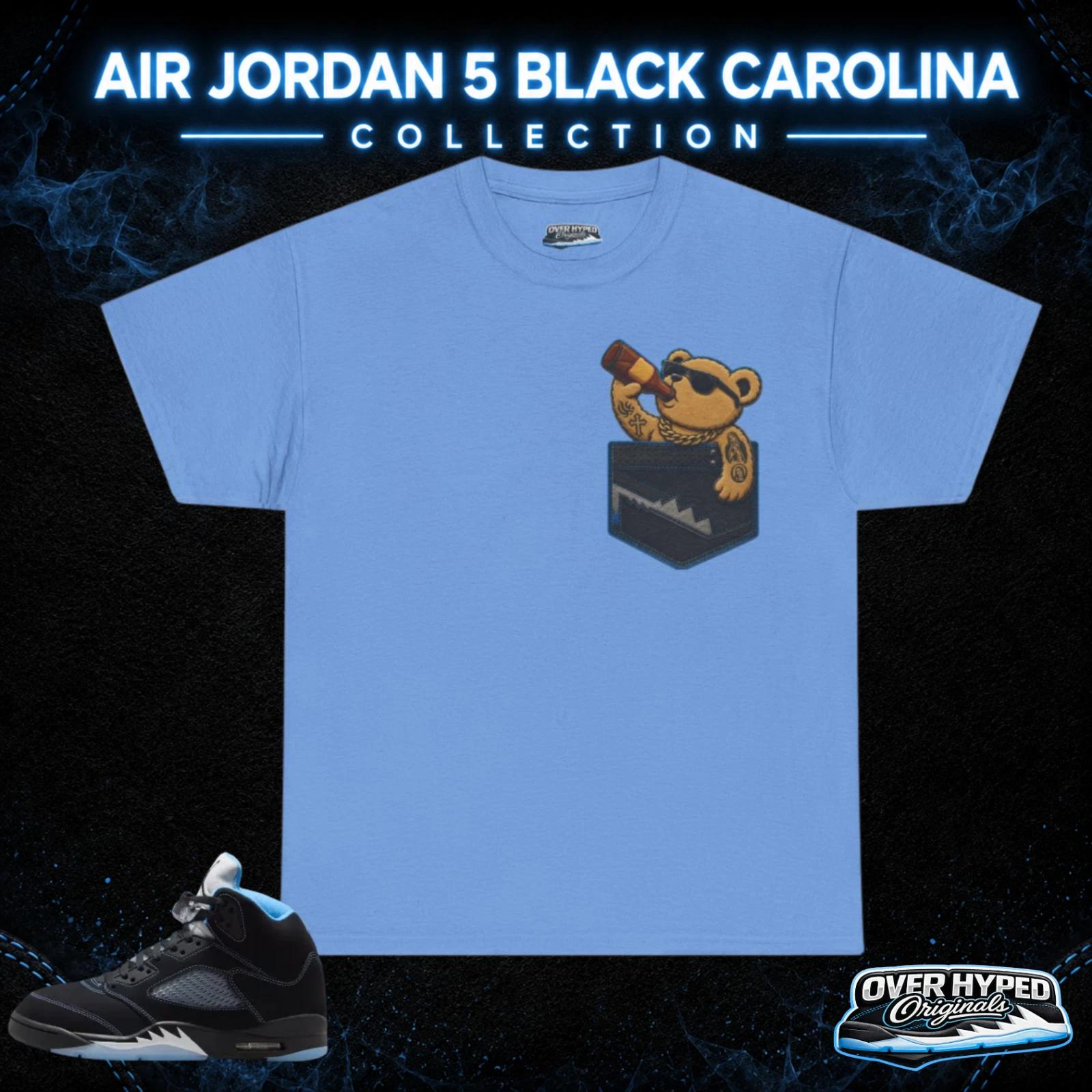 T-Shirt To Match Retro 5 Black Carolina Shoes -FAT POCKET Sneaker Tee 4XL