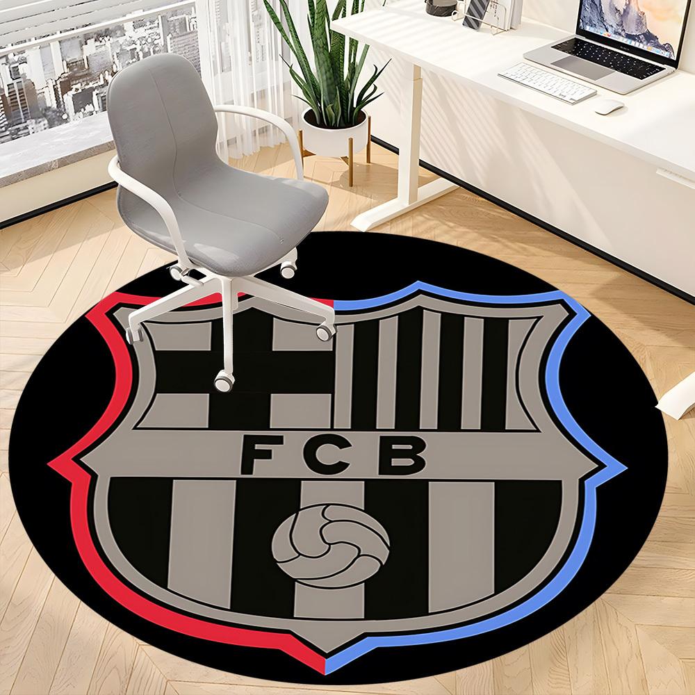 1PC Barcelona Football Club Office Round Rug, Non-slip, Soft and Durable Office Rug for Interior Decoration, Perfect for Office, Beautiful Decoration