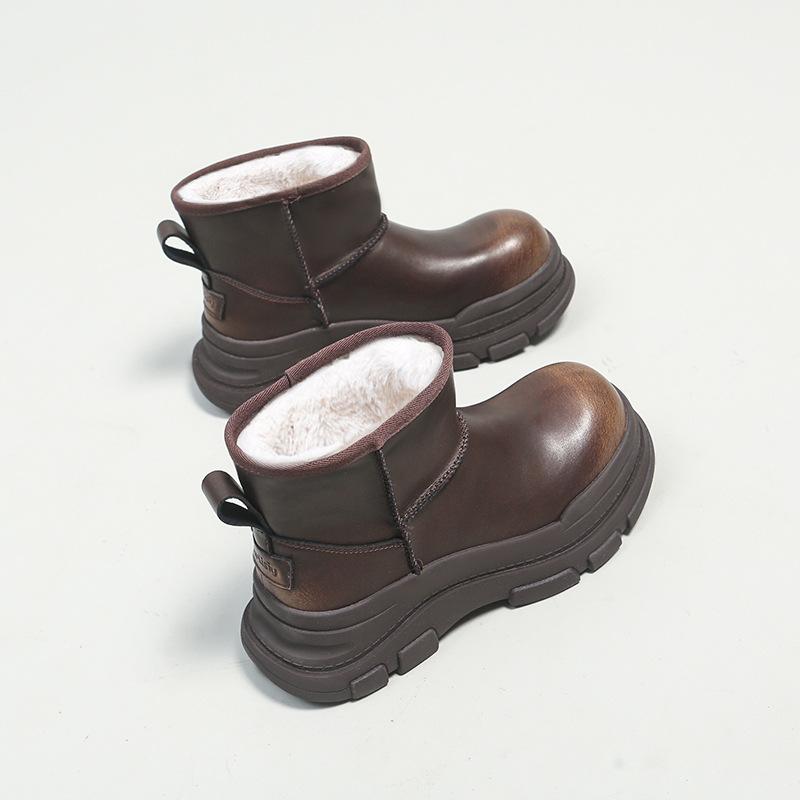 Thick-soled Snow Boots Women's 2025 New Winter Velvet Thickened Polished Martin Boots Small Retro Short Boots