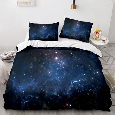 Sternenhimmel Bettwäsche Set King/Queen Größe Nachthimmel Galaxie Blau Lila Weiches Bettwäsche Set Romantische Sternen-Bettbezug