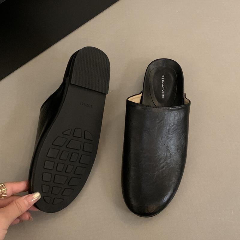 Fashion Bailamos New Brand Women Slipper Fashion Round Toe Slip On Mules Shoes Soft Flat Heel Outdoor Casual Slides Mules Shoes