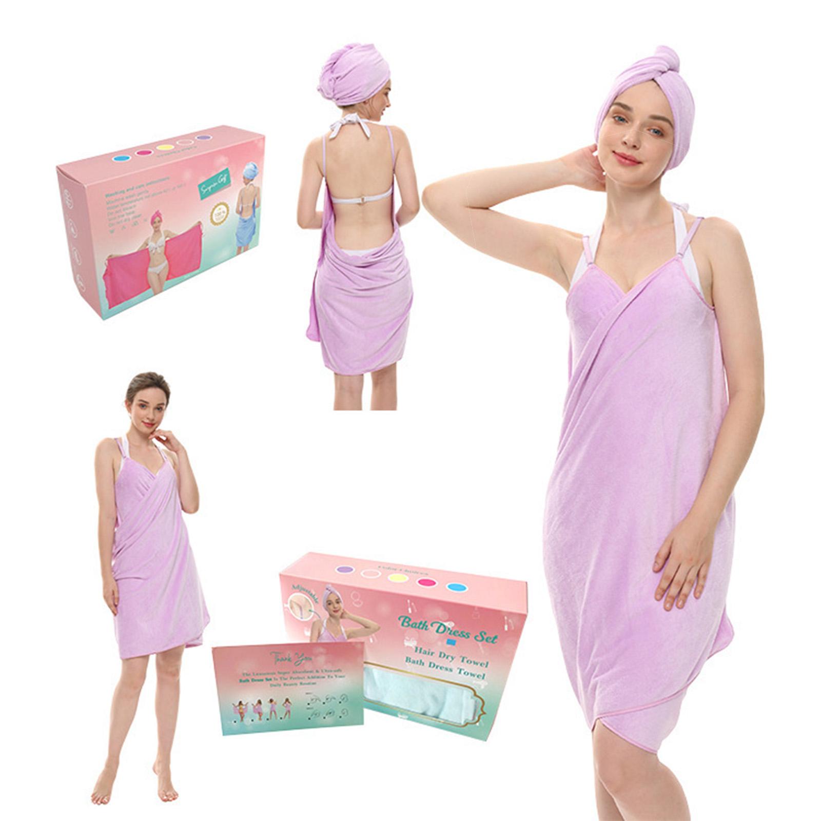 

Носимое банное полотенце, ультра-абсорбирующее, из микрофибры, набор полотенец-шапочек для сушки волос и маек для всех возрастов фиолетовый