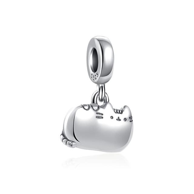 925 Silver Cat Charm Fish Pendant DIY Bracelet Jewelry Gift for Women Fashion Pet Lover Accessories