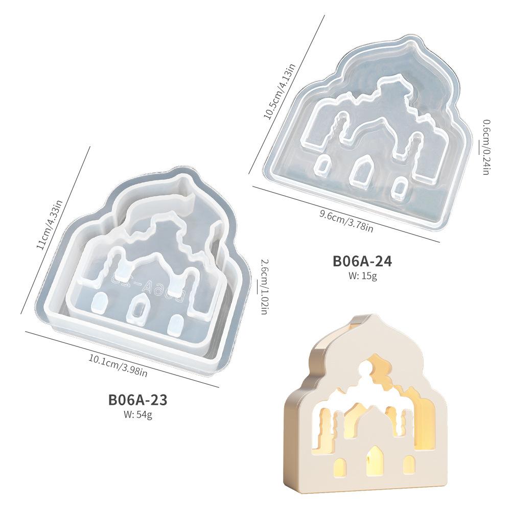 DIY Moon Castle Silicone Mold for LED Lamp Shade Making, Gypsum Casting Mold Ramadan Eid Decoration