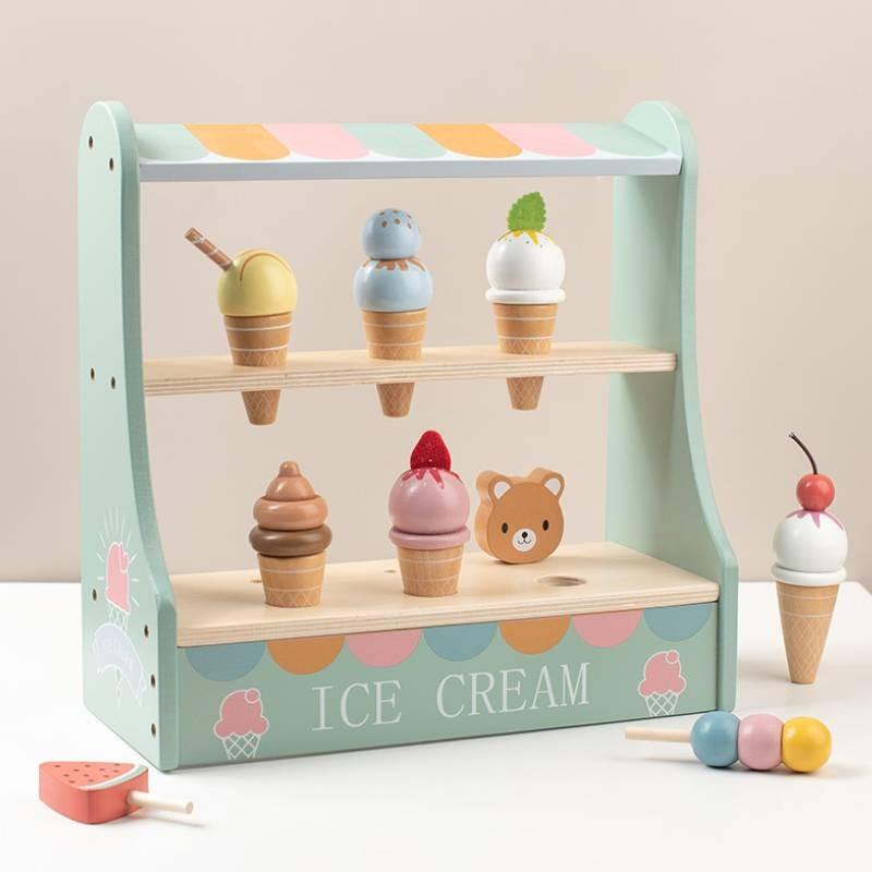 Simulated Ice Cream Shop Toy For Children With Wooden Food Accessories And Role Play Scenario