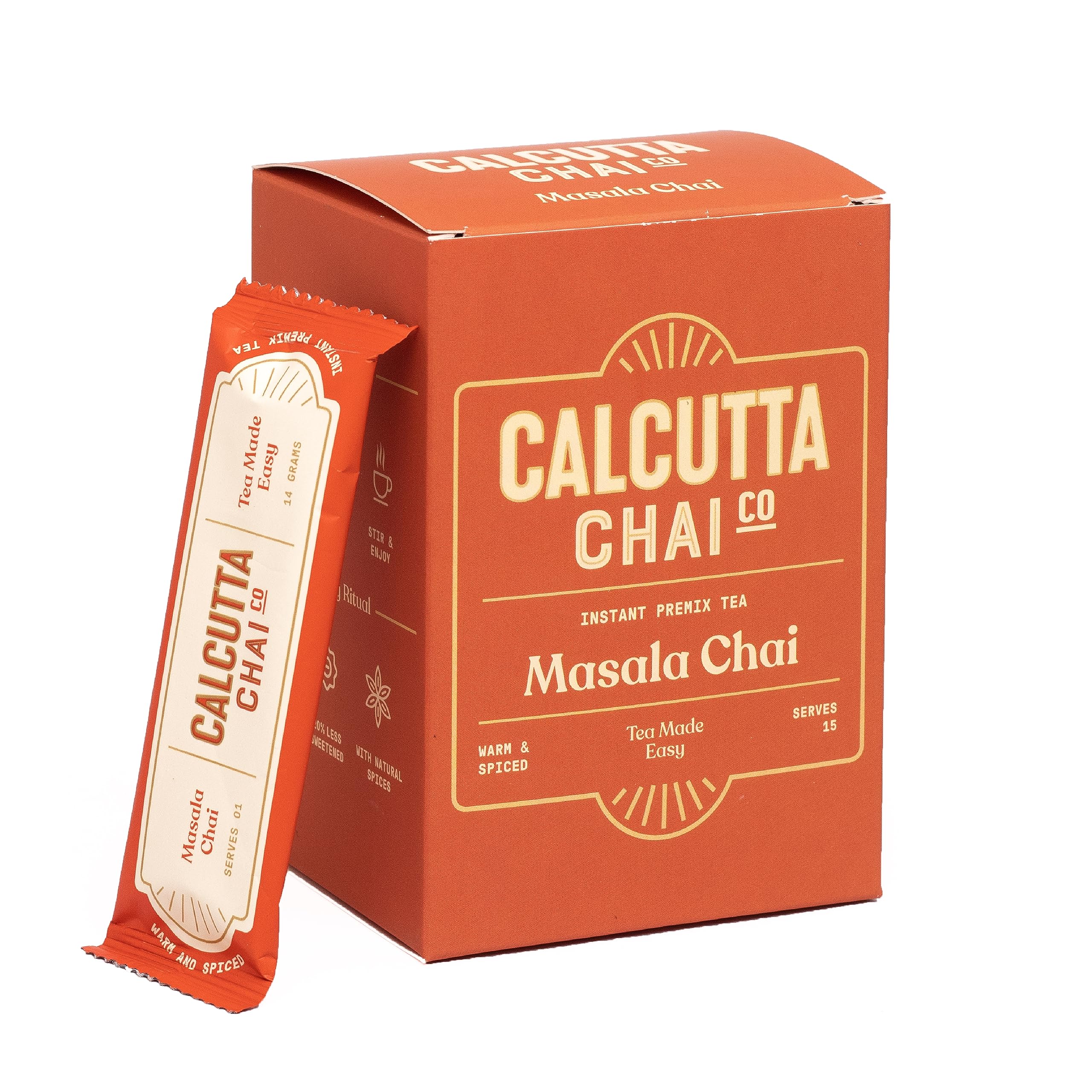 

Calcutta Chai Co Masala Chai | Instant Tea Premix | 15 Sachets | 210 Gram | Made With Assam Tea | Added Natural Spices | Less Sugar