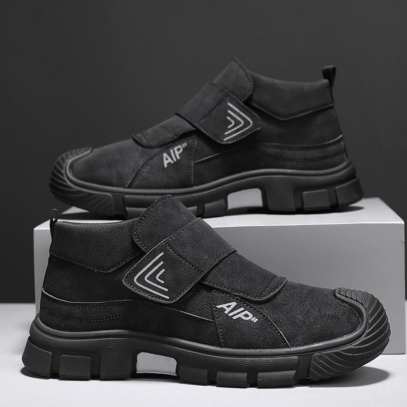 

Мужские ботинки для походов на открытом воздухе 2024 зимняя водонепроницаемая износостойкая рабочая обувь удобная нескользящая модная спортивная обувь для отдыха 44 чёрный