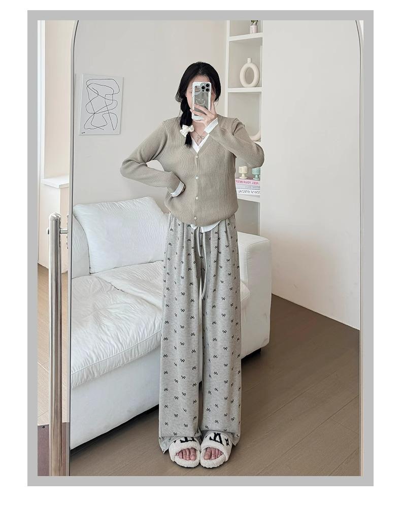 2025 High Waist Petite Bow Soft Drapey Pants - Women's Spring & Autumn
