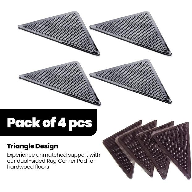 Muddy Mat® Heavy Duty Non-Slip Reble Rug Corner Pads - Double-Sided Adhesive Pad for Corners and Sides on Hardwood Floors, Area Rugs - Keep Your Rug