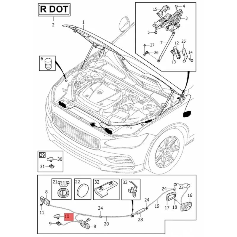 Engine Hood Switches Lever Corrosion Resistance Hood Release Handle Hood Latches 31479075 31457172 31479077