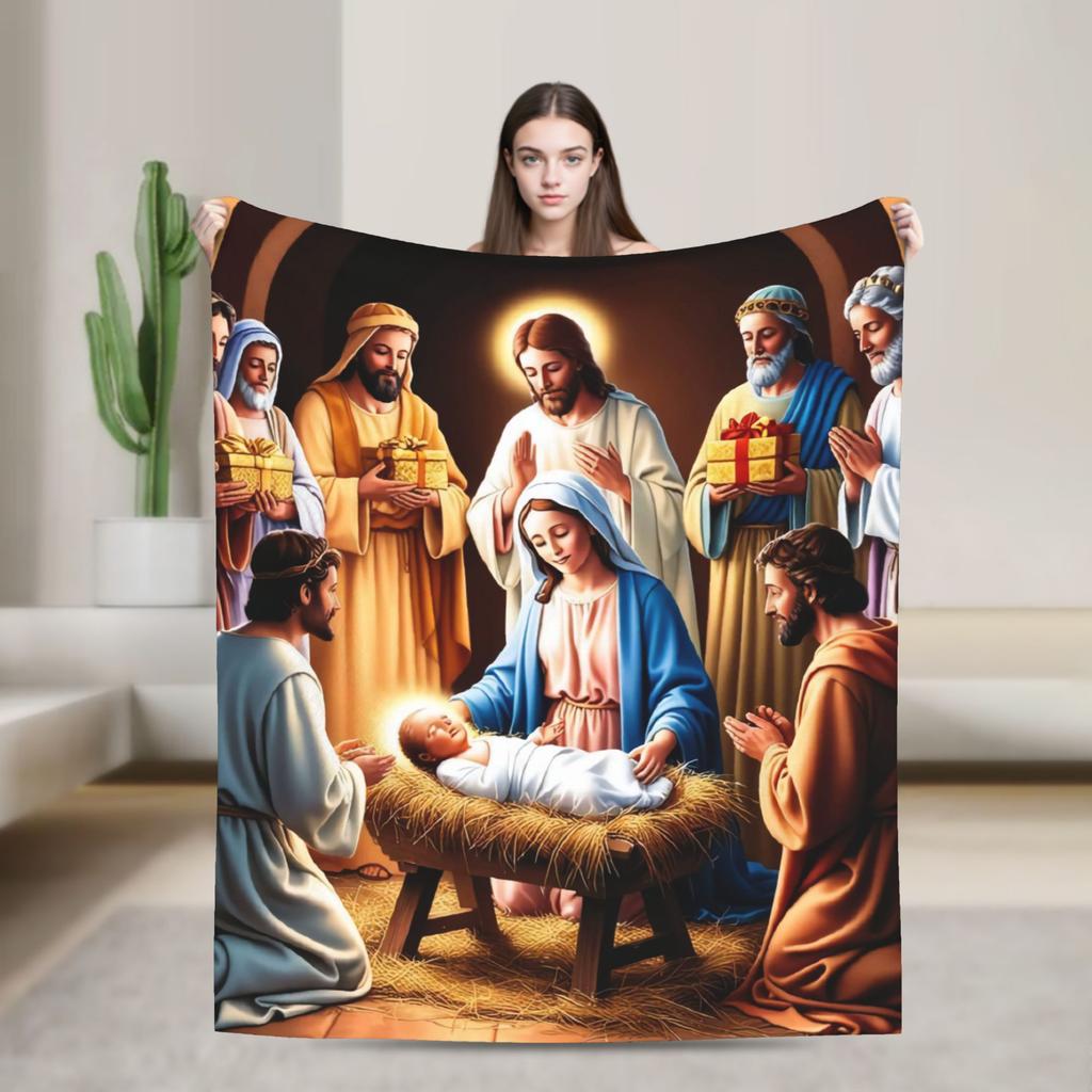 Christmas Story Jesus Is Born Blankets Quality Super Soft  Bedding Throws Winter Girls Boys Couch Chair Fluffy Bedspread