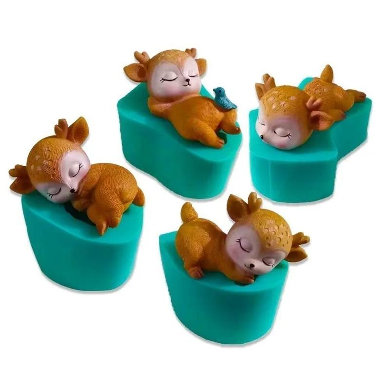 Sika Deer Shape Silicone Mold Cute Pet Cake Chocolate Resin Mold 3D Deer Cake Decorating Tools Soap Candle Mold