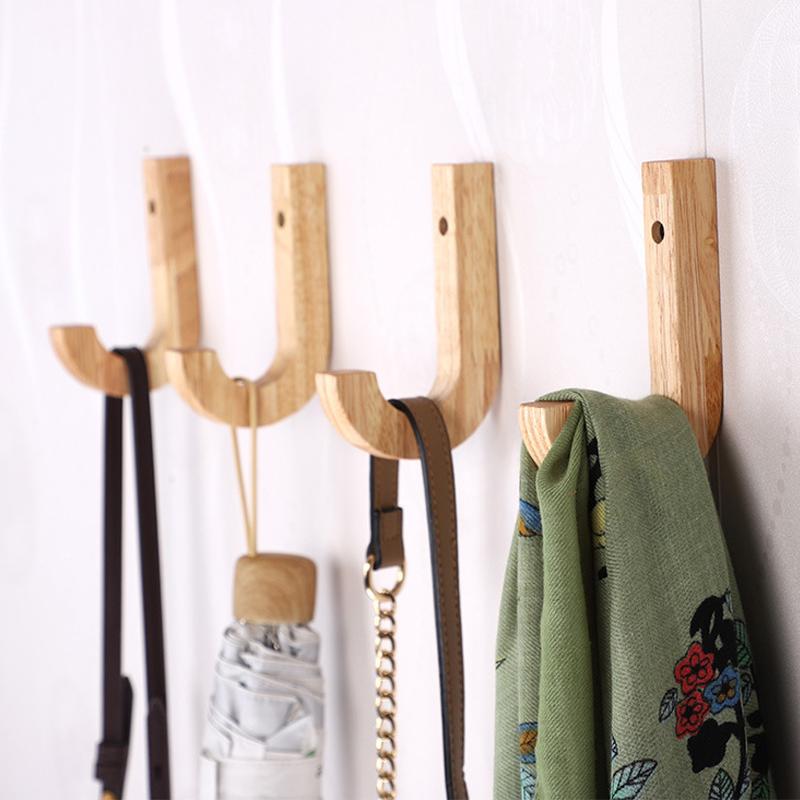1/2/3Pcs Solid Wood Wall Hooks Coat Clothes Hats Hanger Hook Vintage Wooden Mounted Hooks For Kitchen Bathroom Decoration