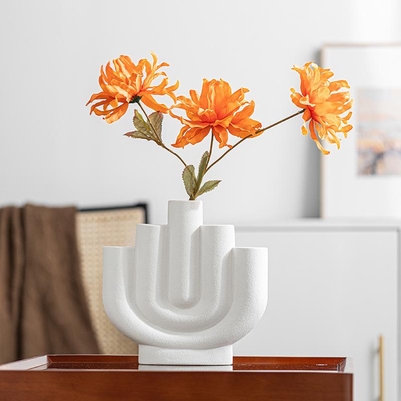Small Fresh And Multi-Mouth Creative Flower Arrangement, Simple Ceramic Vase, High-End Home Desktop Simple Decoration Ornament
