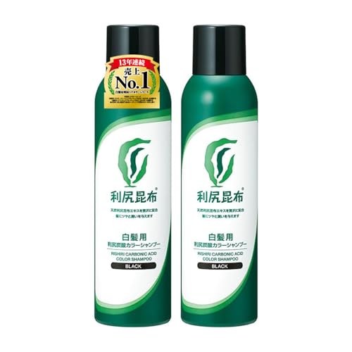 Sastty Rishiri Carbonated Color Shampoo (Black) for Gray Hair, 180g x 2 Bottles