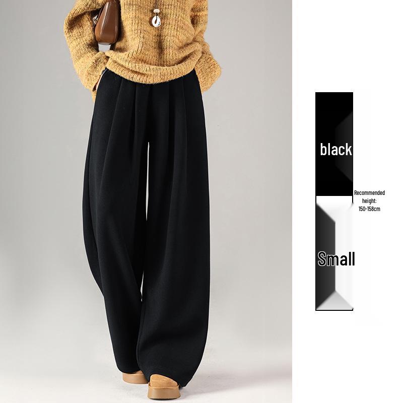 

Women s Wool Wide-Leg Pants, Spring 2026 Korean Style, Warm Petite Plus, Velvet Drape, Casual White Pants Extra Large