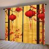 Red Lantern Print Curtains Suitable Bedroom Living Room Kitchen Decoration Home Window Set Of 2 Made Polyester Great Decor