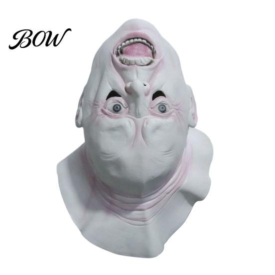Comfortable Elastic Party Mask Halloween Upside Down Demon Latex Full Face Mask, Scary Alien Cosplay Costume Accessory Headgear, Creepy Prop