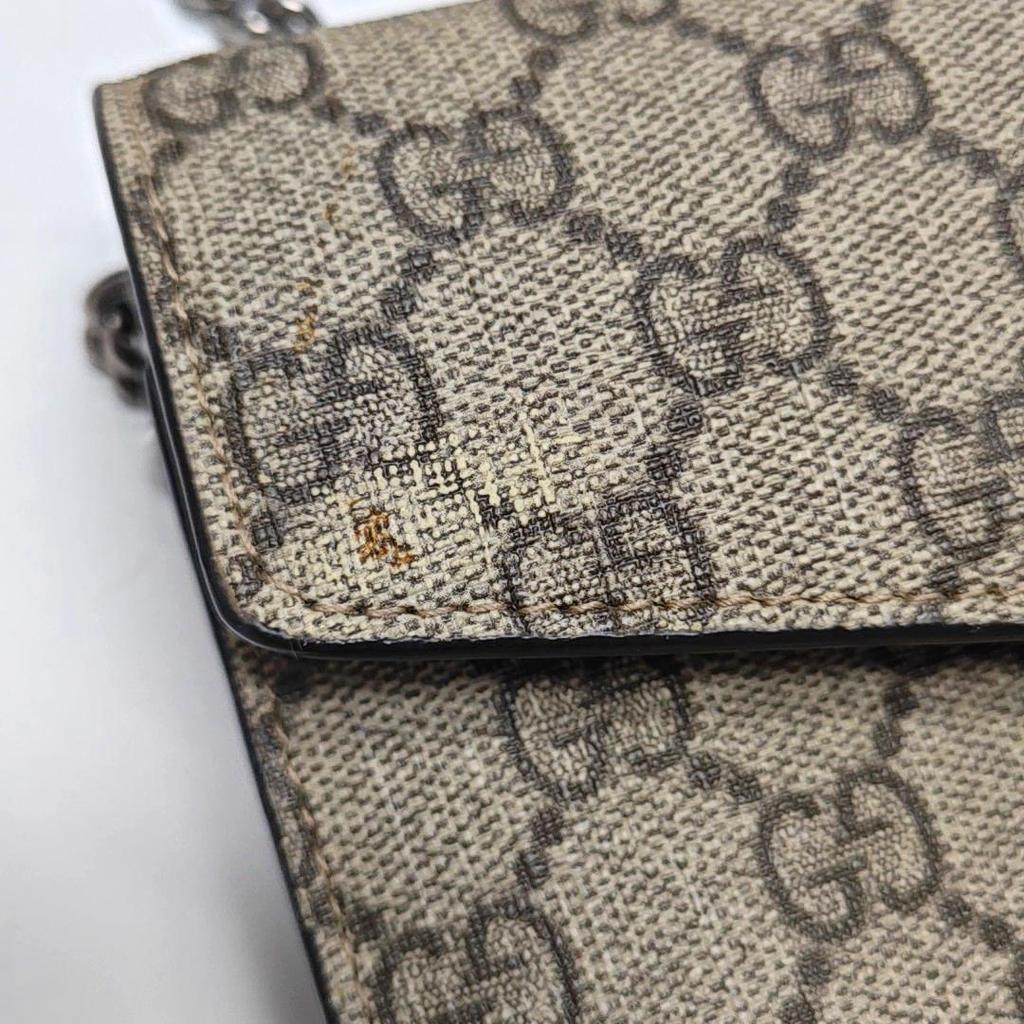 [Pre-Owned] Dionysus Tiger Head Buckle Logo Beige Lining GG High-Quality Synthetic Canvas WOC Wallet Crossbody Shoulder Bag - Very Good #1ISNWY8