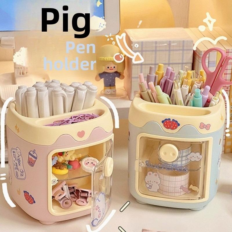 1pcs Creative Cartoon Multi Grid Pen Holder Student's Favorite Multifunctional Storage Box with Grid Desktop Stationery Box