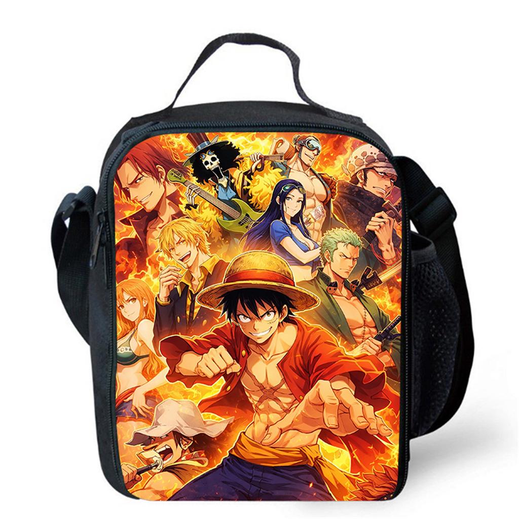 Insulated One Piece Anime Lunch Bag, Lightweight Durable Thermal Cooler Bag for Boys Girls Age 6-10, Ideal for School & Camping