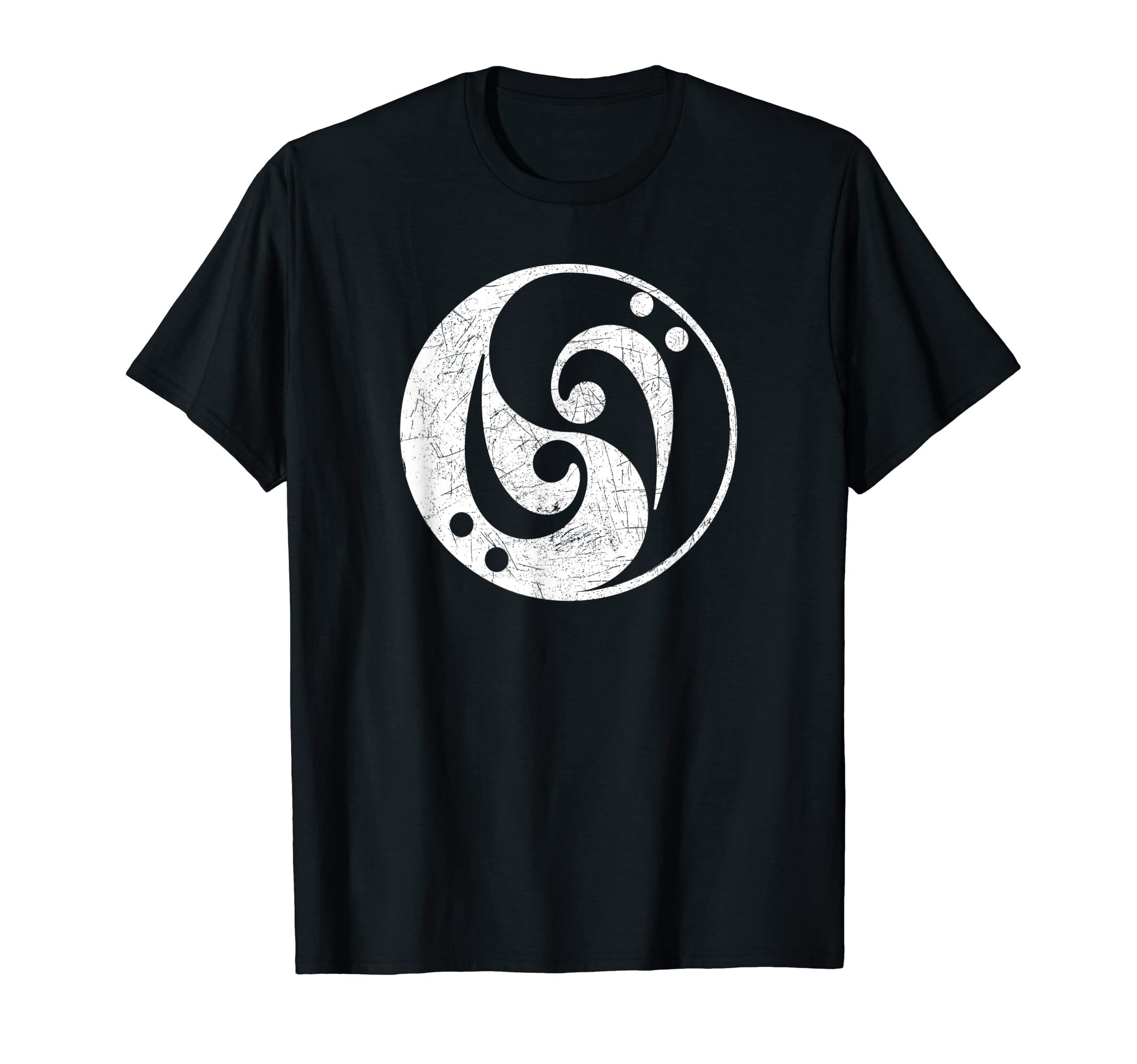

Bass Clef Yin Yang Symbol Musician Music Vintage Funny T-Shirt чёрный