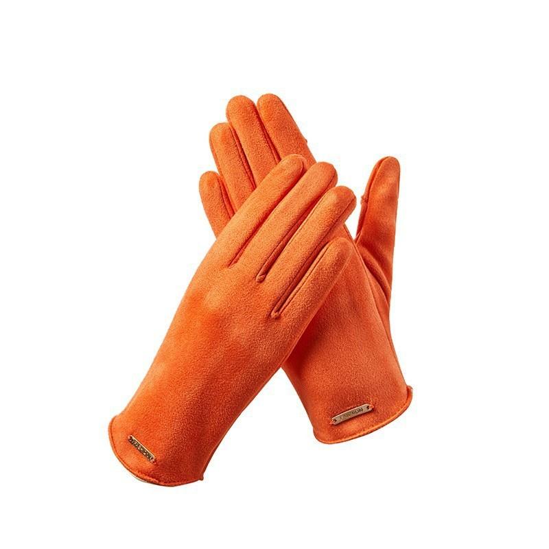 Warm Gloves for Women In Autumn and Winter Outdoor Riding Cold Proof Thickened Plush Velvet Cute Bow Develvet Touch Screen Gloves