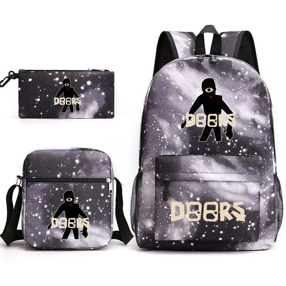 X Three-piece Schoolbag Printed Breathable Practical Backpack Large Capacity Oxford Bag