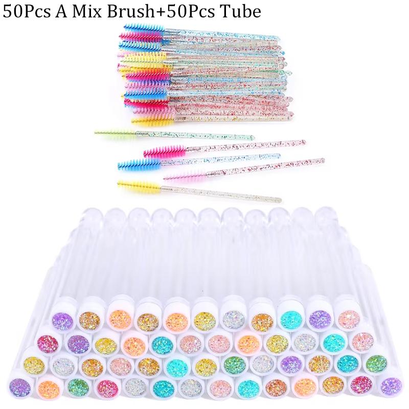 100 Stück Diamant Augenbrauenbürstenröhrchen Leer Wiederverwendbar Wimpern Mascara Stäbchen Hülle Austauschbare Kristall Wimpernbürste Staubdicht Make-up Werkzeug