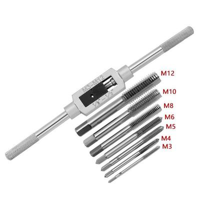 Conjunto de Machos Manuais Métricos M3-M12 HSS Mão Direita Furadeira de Rosquear Punção de Roscas Chave Ferramentas Manuais Macho para Fazer Rosca em Aço 8/6 PCS