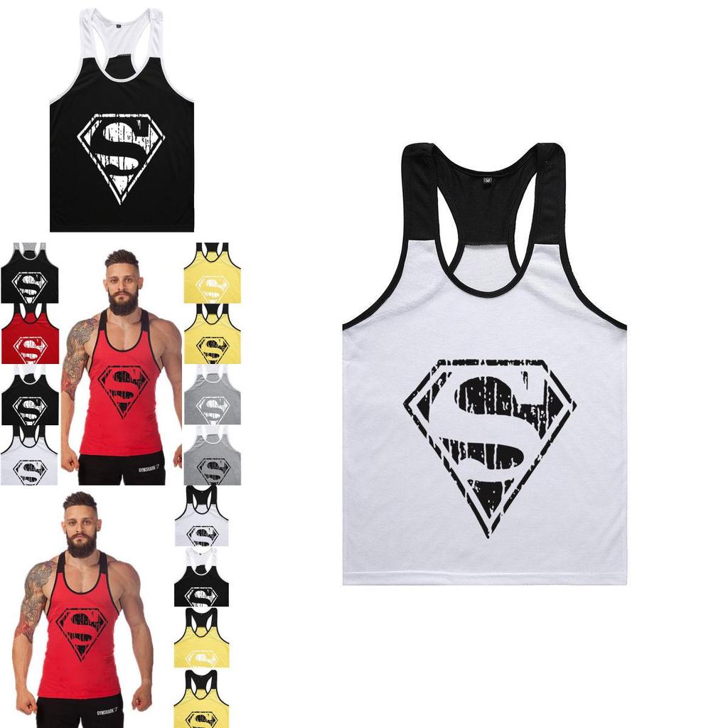 Superman Pattern Mens Sports Vest With Cotton Fabric For Summer Workout And Active Lifestyle