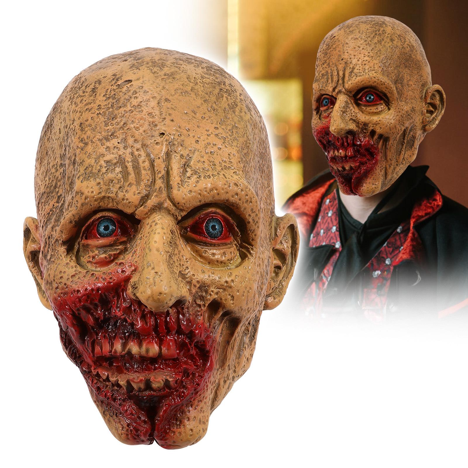 Crooked mouth, blue eyes, zombie mask One size fits all adults красный