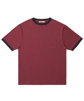 EXCONTAINER Pocket Half Ringer T-Shirt (Dark Red)