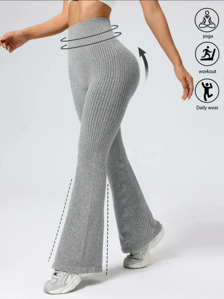 Calças Femininas de Cintura Alta Boca de Sino Esportivas Justas Confortáveis Design Elástico Ideal para Exercício e Uso Diário