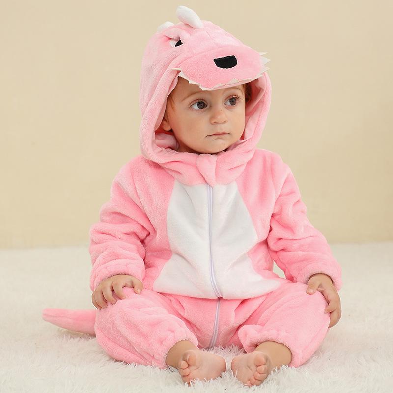 Mimi's New Dinosaur Flannel A-Type Romper: Children's Pajamas & Baby Homewear