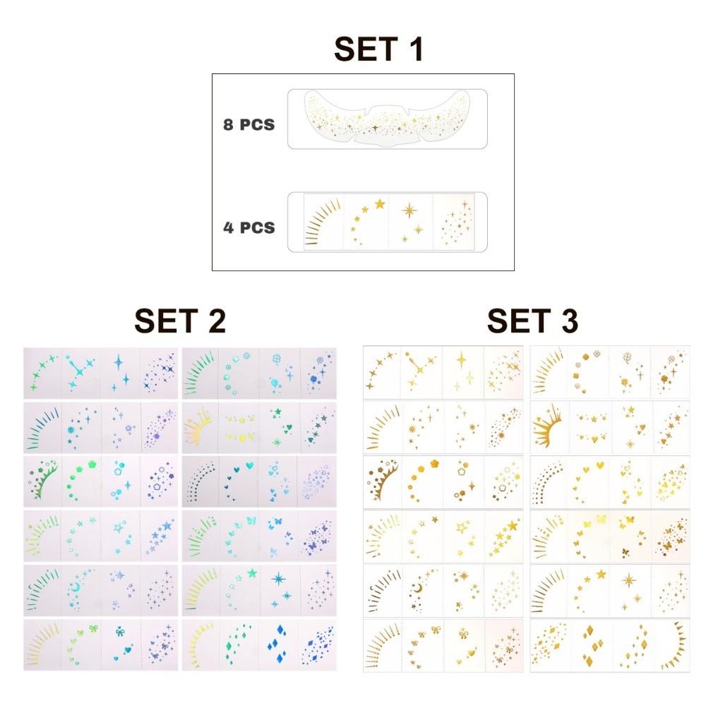 12pcs Waterproof Face Temporary Tattoos Long Lasting Makeup Stickers  Cosplay