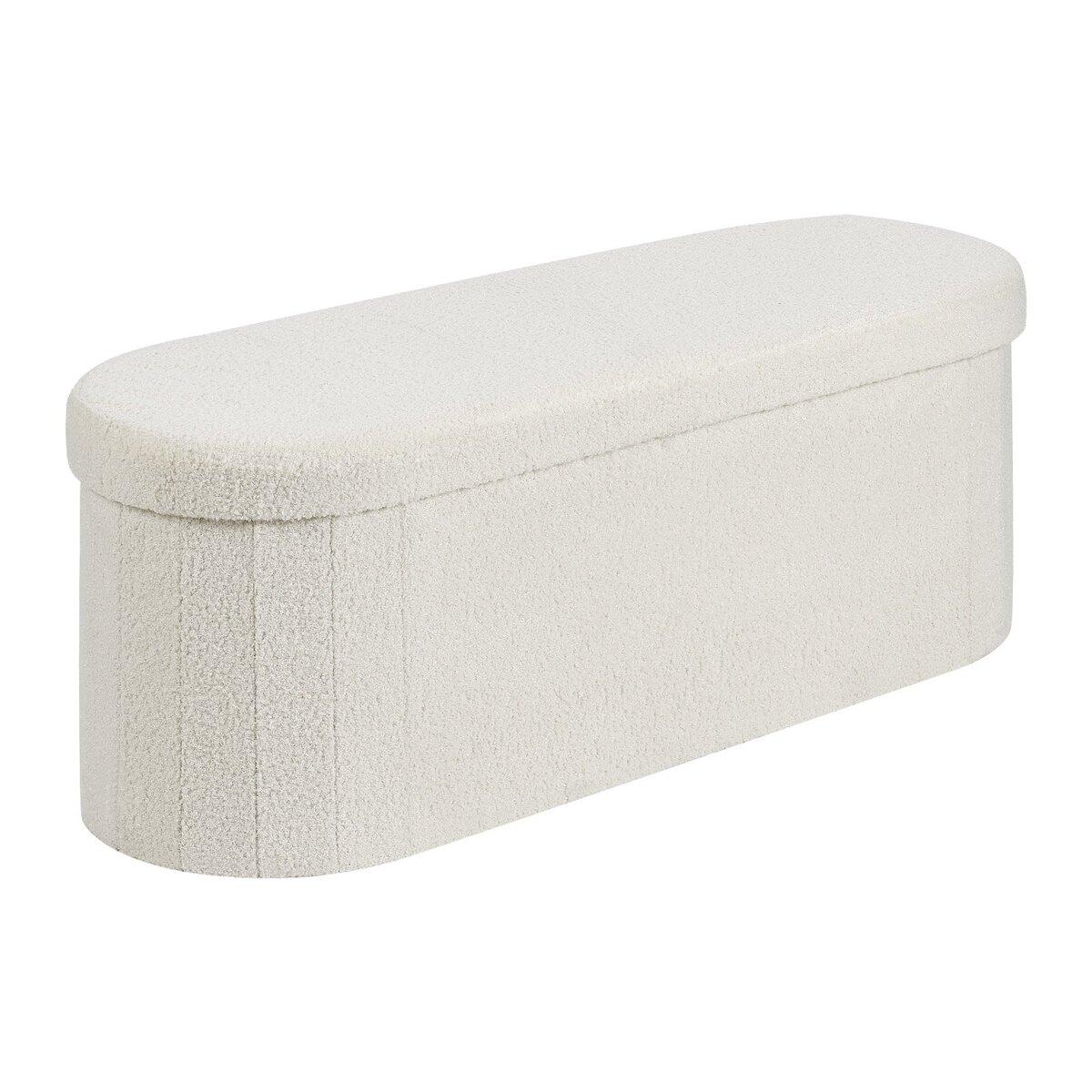Oval Storage Ottoman Bench, Foldable Teddy
