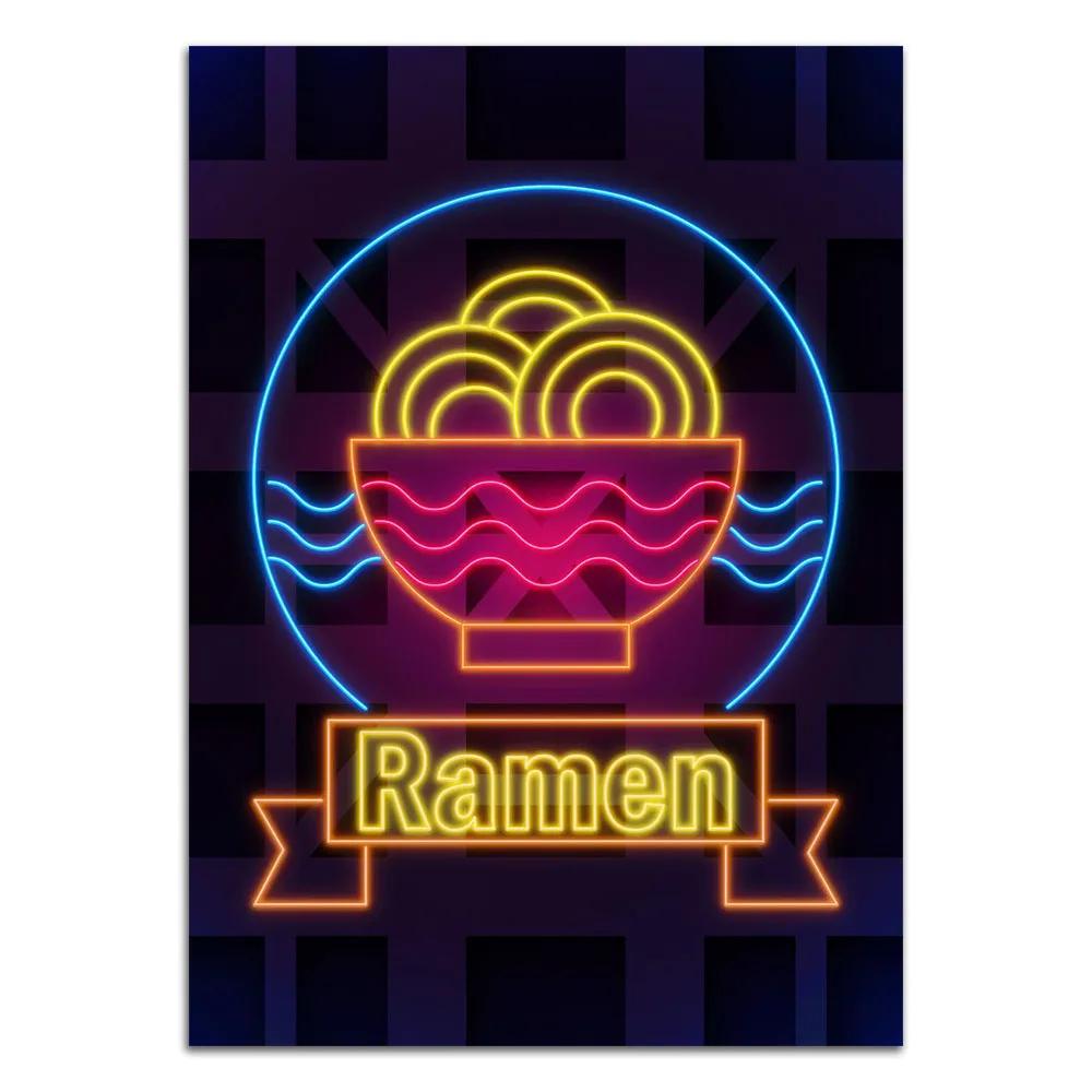 Neon Sign Art Tacos Ramen Food Poster Print Hot Dog Fries Burger Canvas Painting Modern Home Decor Picture For Kitchen Frameless