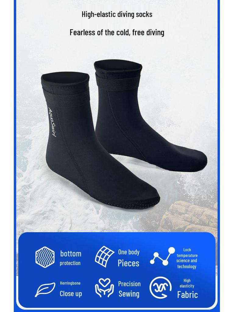 3mm Warm Scuba Diving Socks: Anti-Slip, Wear-Resistant, Ankle Support, Comfortable, Extra Large for Cold Weather Swimming