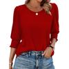 Women's Clothing, Spring, Loose, Casual, Printed, Seven Quarter Sleeves, Round Neck, T-shirt, Top