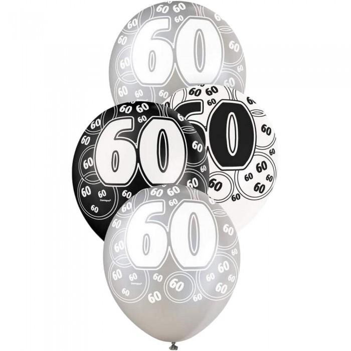 Unique Party Latex-Glitzerballon zum 60. Geburtstag (Packung mit 6)