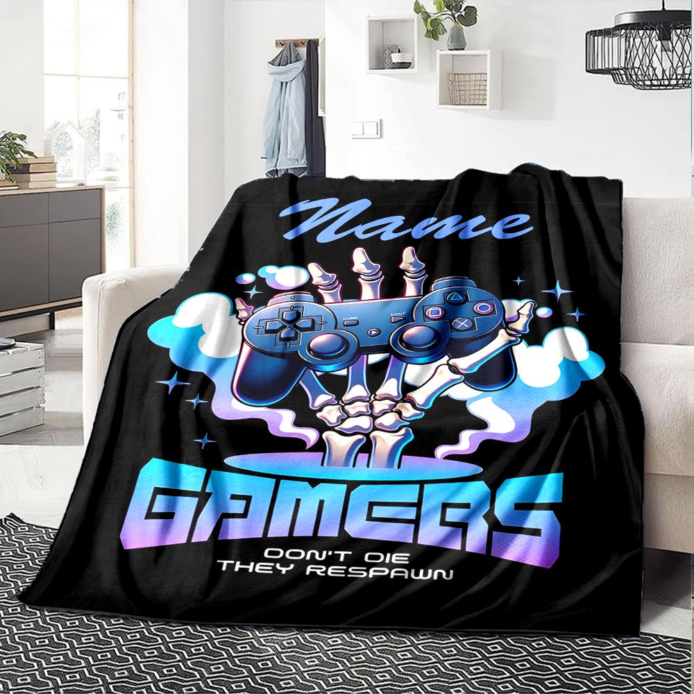 Custom Name Game Controller Theme Printed Blanket - Perfect for Couch, Bed, Travel & Outdoor Use | Machine Washable, Cozy & Durable.