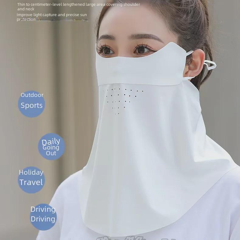 Women's UV Protection Ice-Thin Breathable Sunscreen Face and Neck Mask for Cycling & Driving
