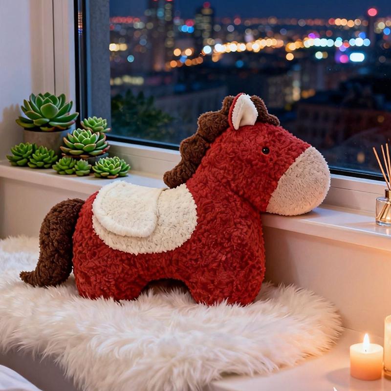 Horse Year Mascot Plush Cushion Uniquely Shaped Plush Toy Sofa Living Room Decoration Throw Pillow Gift