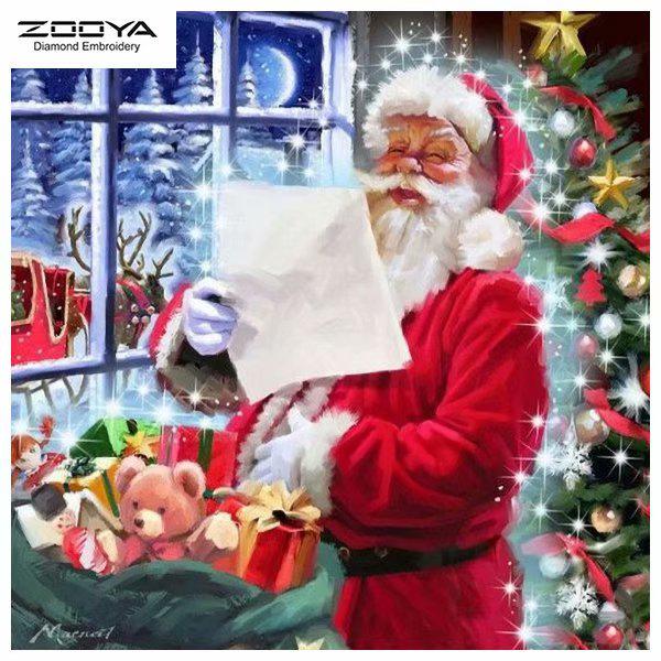 

ЗООЯ DIY 5D Полный Круглый Алмазная Картина Санта-Клаус Рождественская Вышивка Крестом Ремесло Стежок Домашний Декор