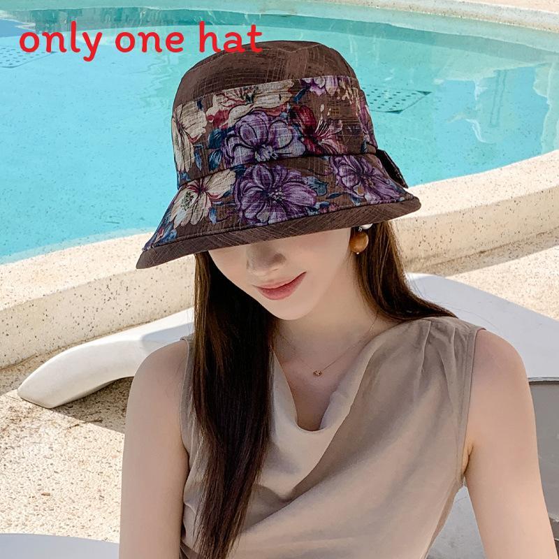 Summer Flower Pattern Fisherman Hat With Wide Brim Breathable Sun Protection For Outdoor Activities